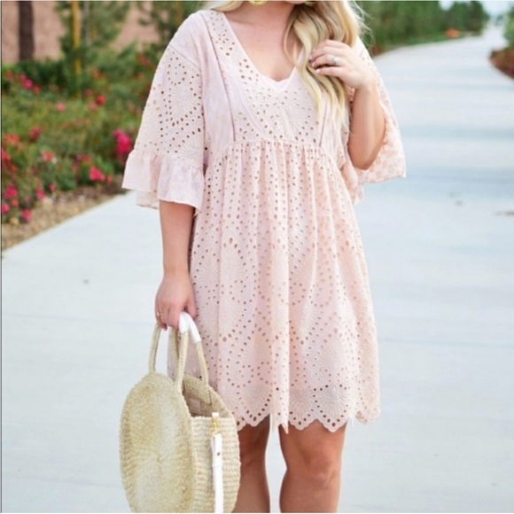 Anthropologie Akemi + Kin Brooke Eyelet Swing Dress Black White Lace Boho Size 4 - Picture 12 of 16